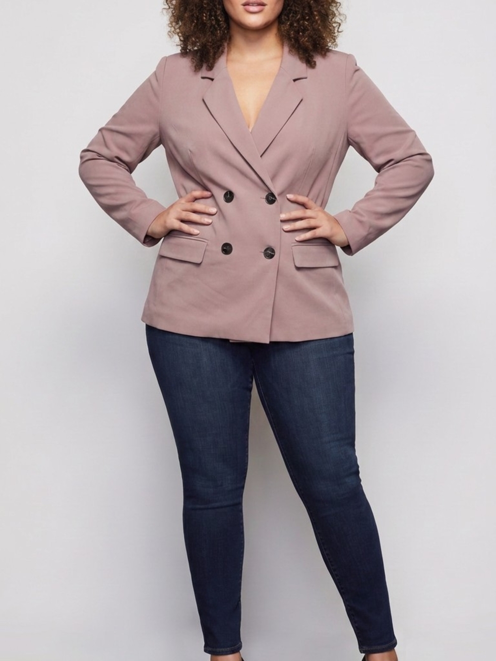 First Love Double-Breasted Mauve Blazer